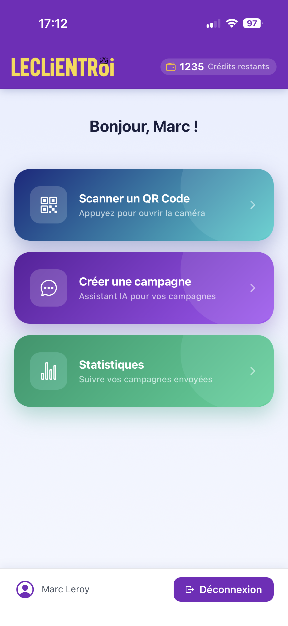 Application mobile LeClientRoi iOS Android